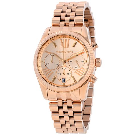 Michael Kors Lexington Chronograph Rose Dial Ladies Watch 